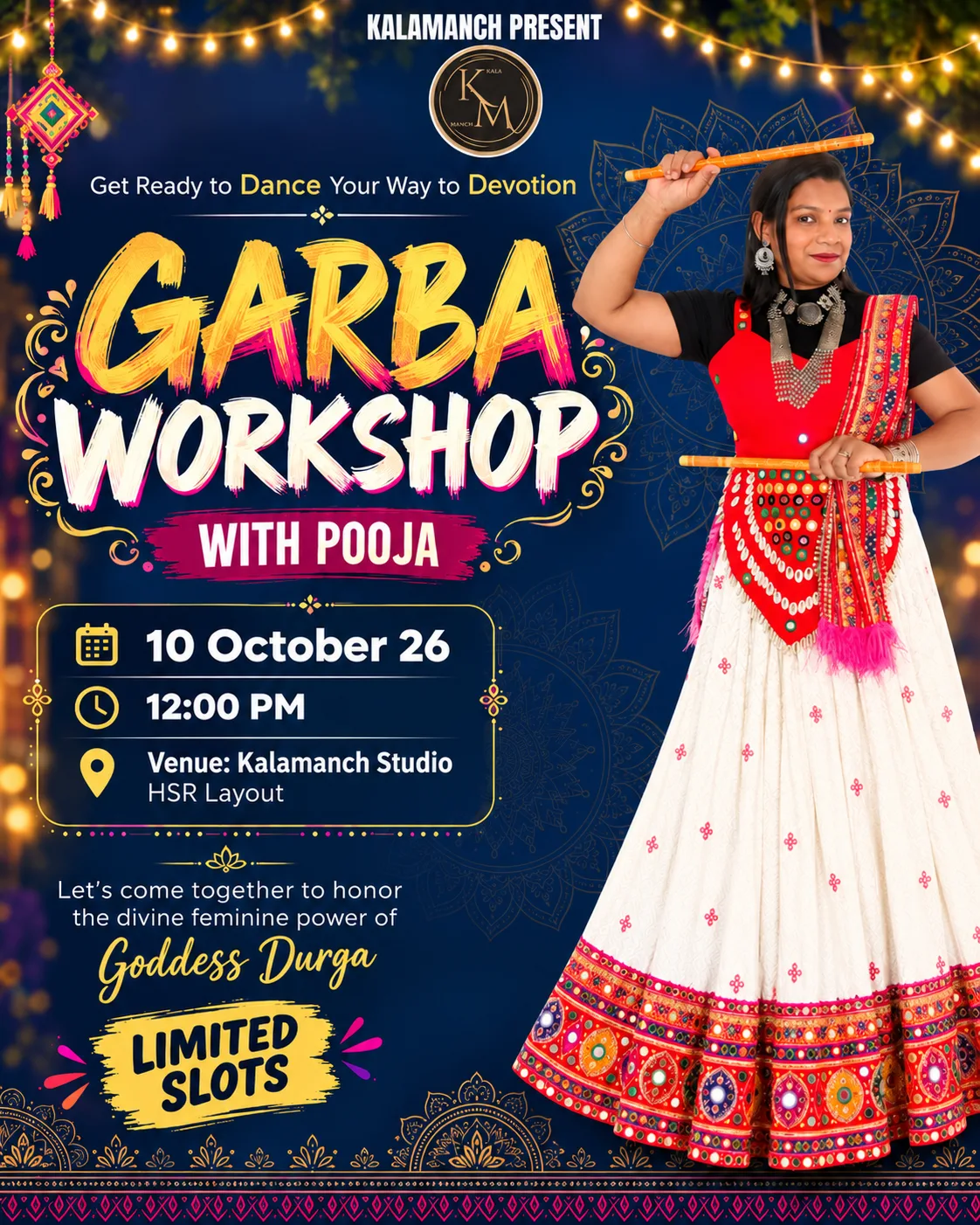 Poster for Garba Workshop with Pooja